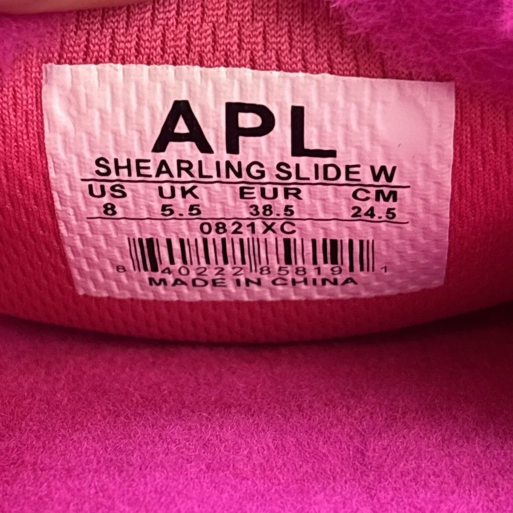 APL Slide Women's 8 Shearling Sandals Neon Pink NEW